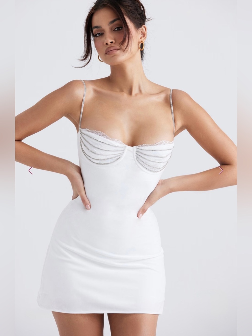 ❤️🔥Firm Price❤️🔥House of CB GRACE Ivory Crystallised Mini Dress - Picture 6 of 16